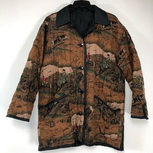 100% silk quilted horse hunt coat — reversible!
